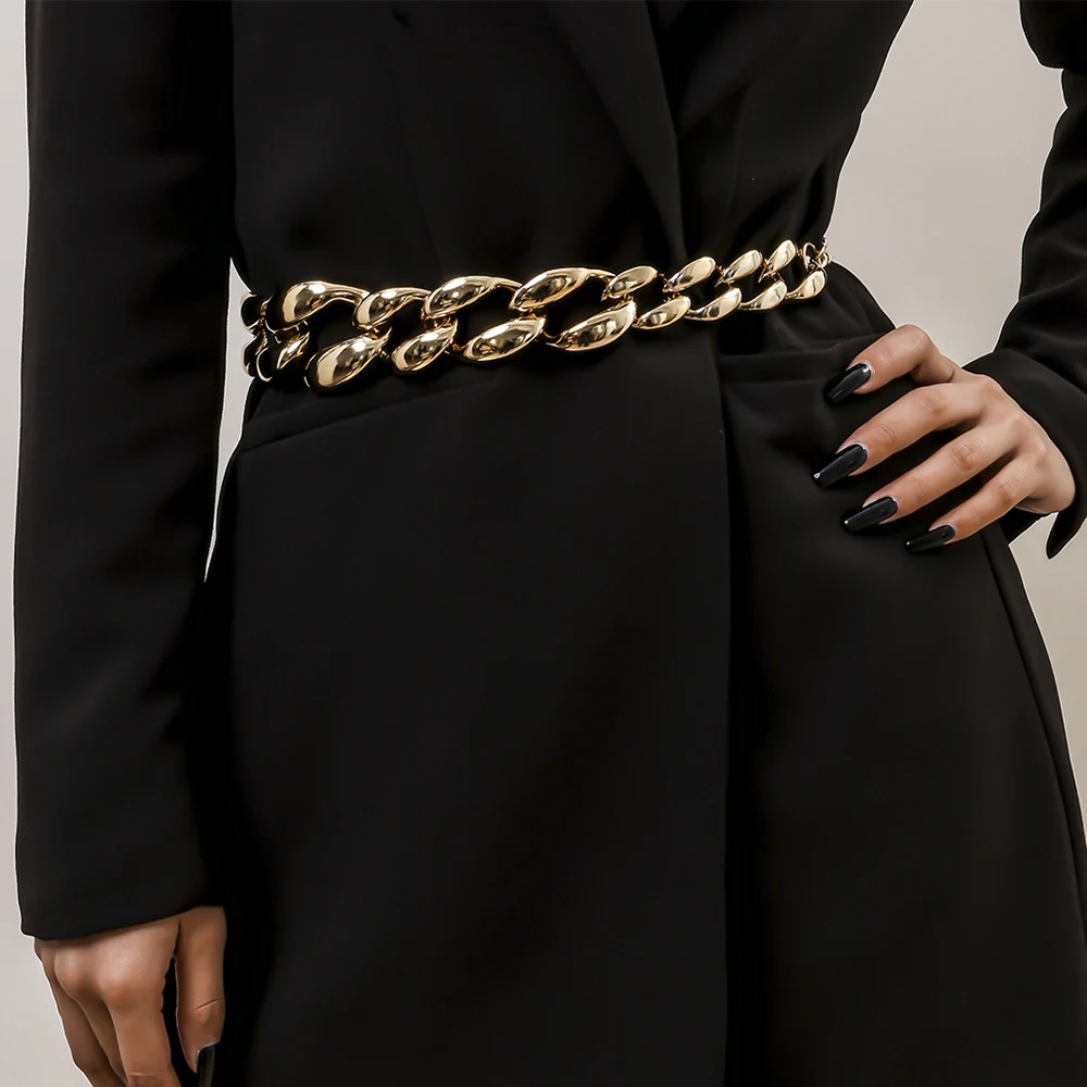 

Lacteo Kpop Big CCB Material Stitchable Metal Waist Chain Summer Beach Sexy Body Belt Chain Jewelry Accessories Gifts