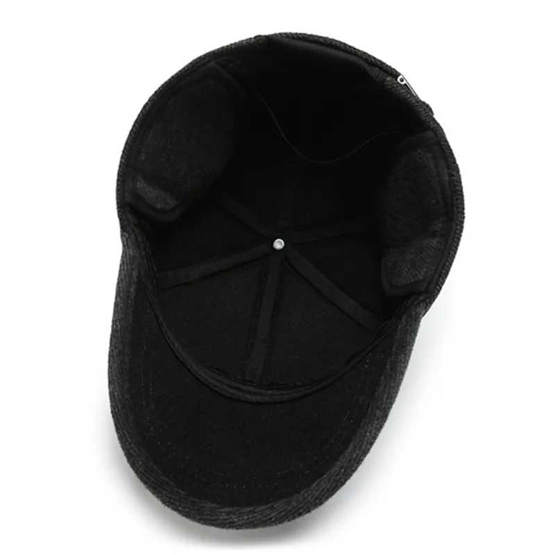 

SILOQIN Snapback Cap Men's Winter Warm Baseball Caps Ear Protection Hats Elderly Thermal Earmuffs Cap Adjustable Size Dad's Hat