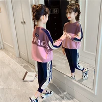 kids girls sport suit teenage autumn winter clothes set long sleeves top pants casual 6 7 8 9 10 11 12 years infant clothing