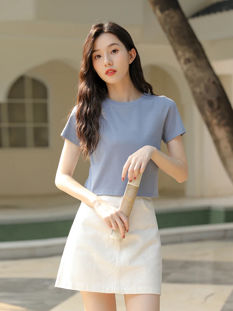 

New Summer Thin Section Loose Round Neck Design Sense Female Niche Hedging Top Short Sleeve T-shirt Women's Clothing