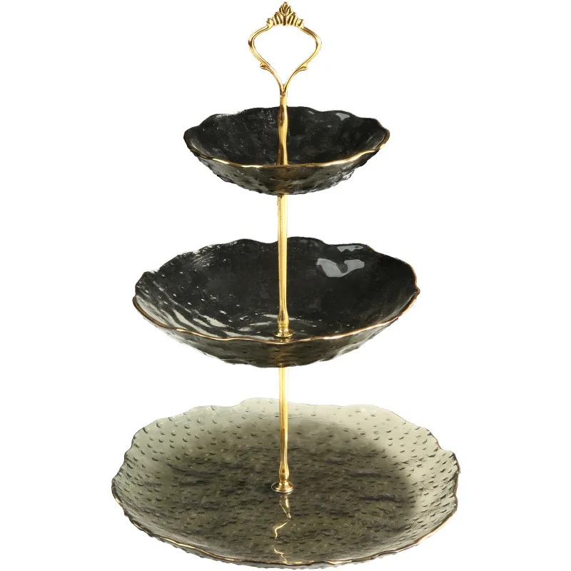 

Nordic creative multi-layer fruit tray, home living room coffee table, three-layer glass crystal dessert cake dessert tray rack
