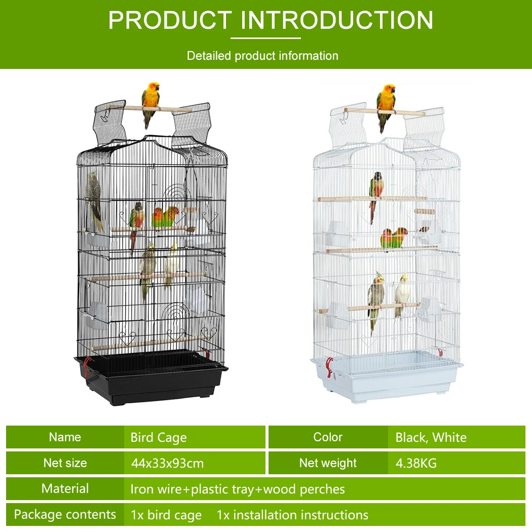 

Durable large space parrot cage household pet cage portable wire bird cage white one loaded barn UK map warehouse