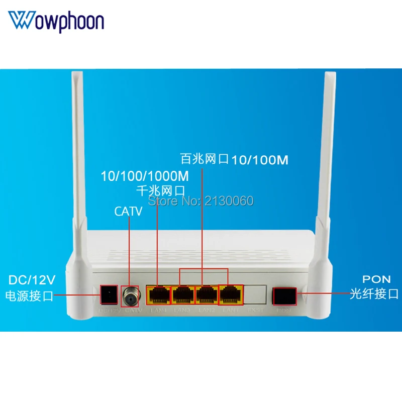 ONU ONT 1GE + 3FE CATV 2Wi Fi оптический сетевой терминал интерфейс SC APC английская прошивка