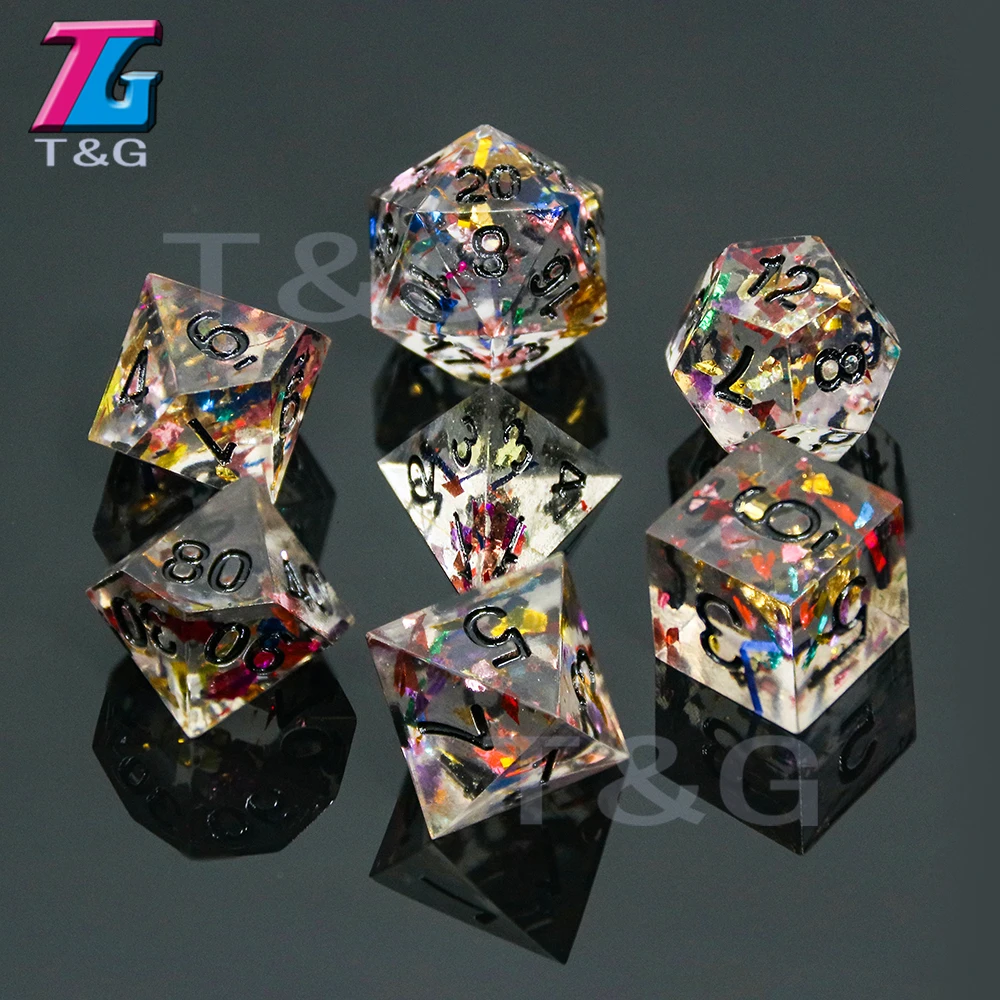 НОВЫЕ Изящные Красочные острые края и красивые игральные кости 7 шт./компл.