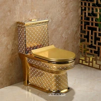 ceramic one piece toilet creative bathroom seat toilet super cyclone type luxury flush toilet water closet gold closestool