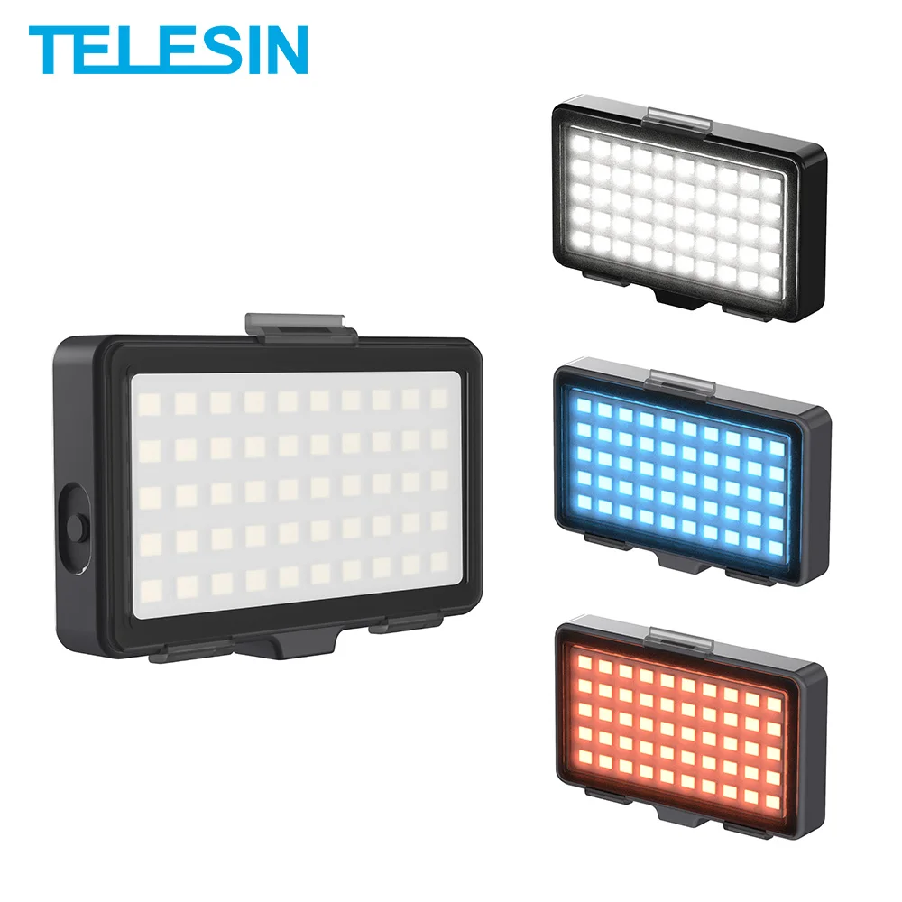 

TELESIN Vlog Fill Light LED Mini Video Light With Cold Shoe 1/4 Screw Hole Color Filter For GoPro Insta360 DSLR Smartphone