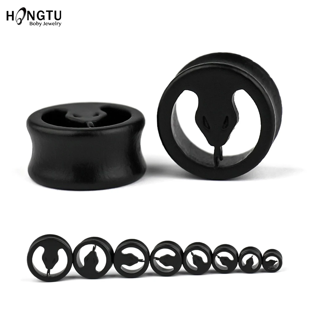 HONGTU 2PC змея Вилки и тоннелей серьги клипсы носилки древесины расширитель