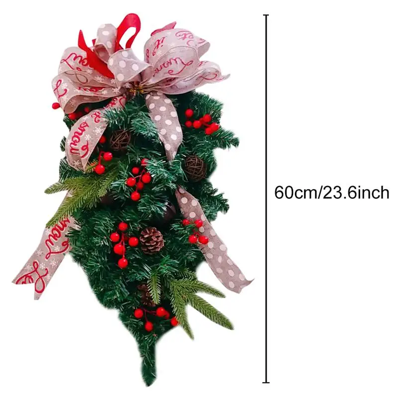 Рождественский венок лента с колокольчиком висячий дверной настенное украшение