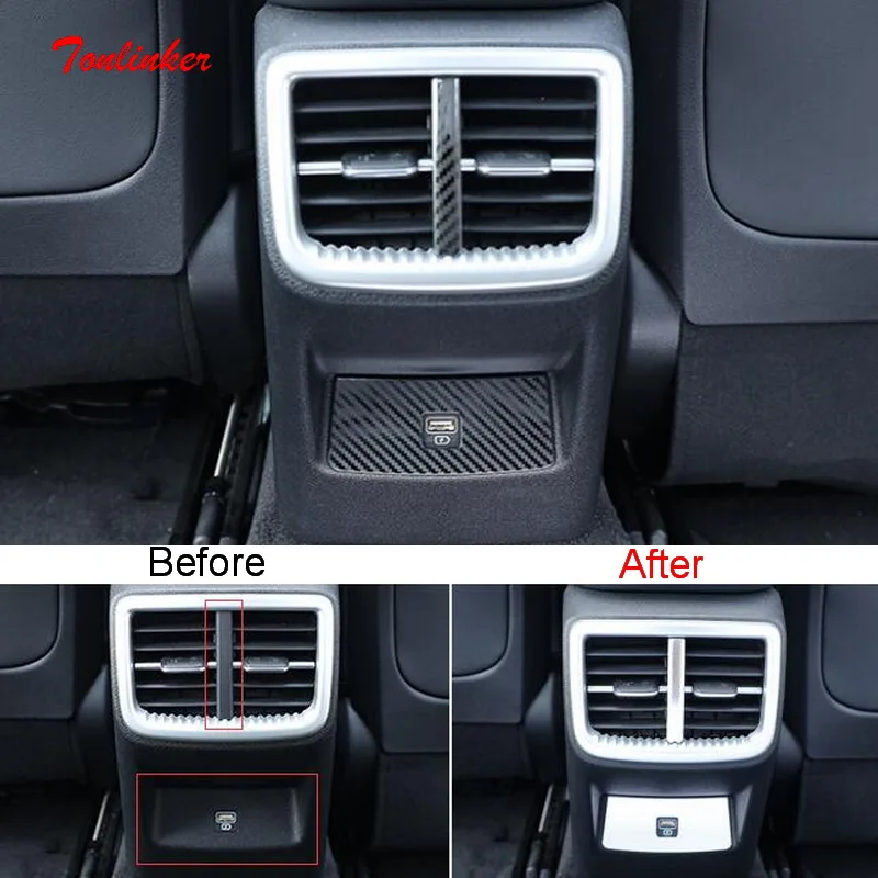 

Tonlinker Interior Armrest Outlet/USB Cover Sticker For KIA K5 OPTIMA 2020-21 Car Styling 2 PCS Stainless steel Cover Stickers