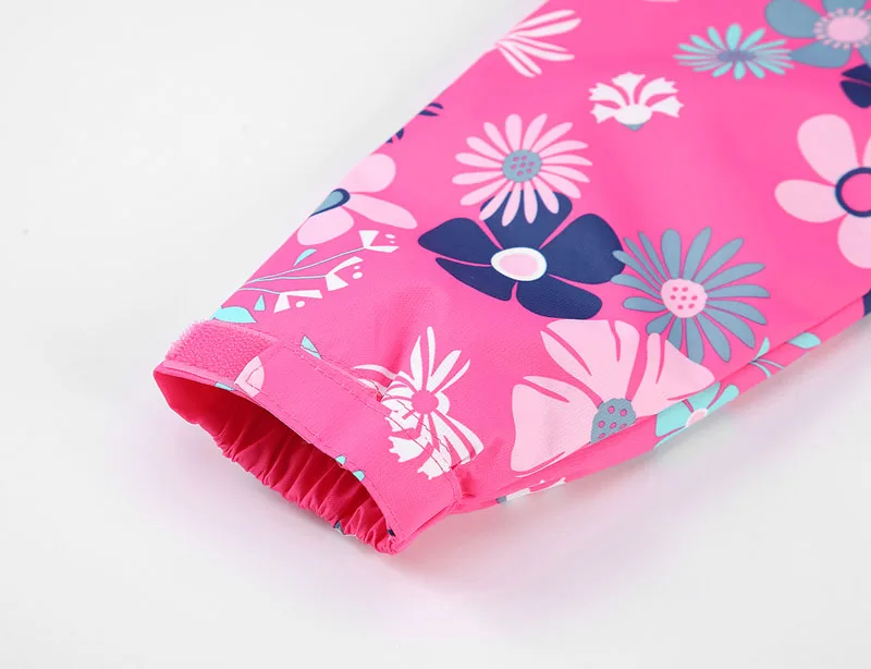 Куртка для девочек водонепроницаемая детская флисовая одежда с цветами зимнее