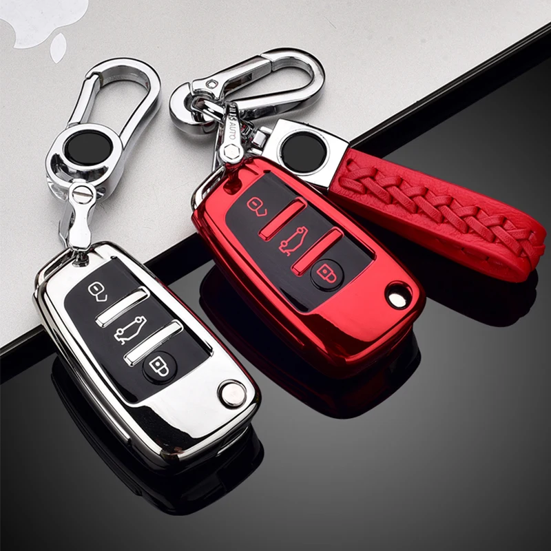 

New Arrive TPU Car Folding Key Cover Case For Audi A3 8L 8P A4 B6 B7 B8 A6 C5 C6 4F RS3 Q3 Q7 TT 8L 8V S3 Car Remote Smart Shell