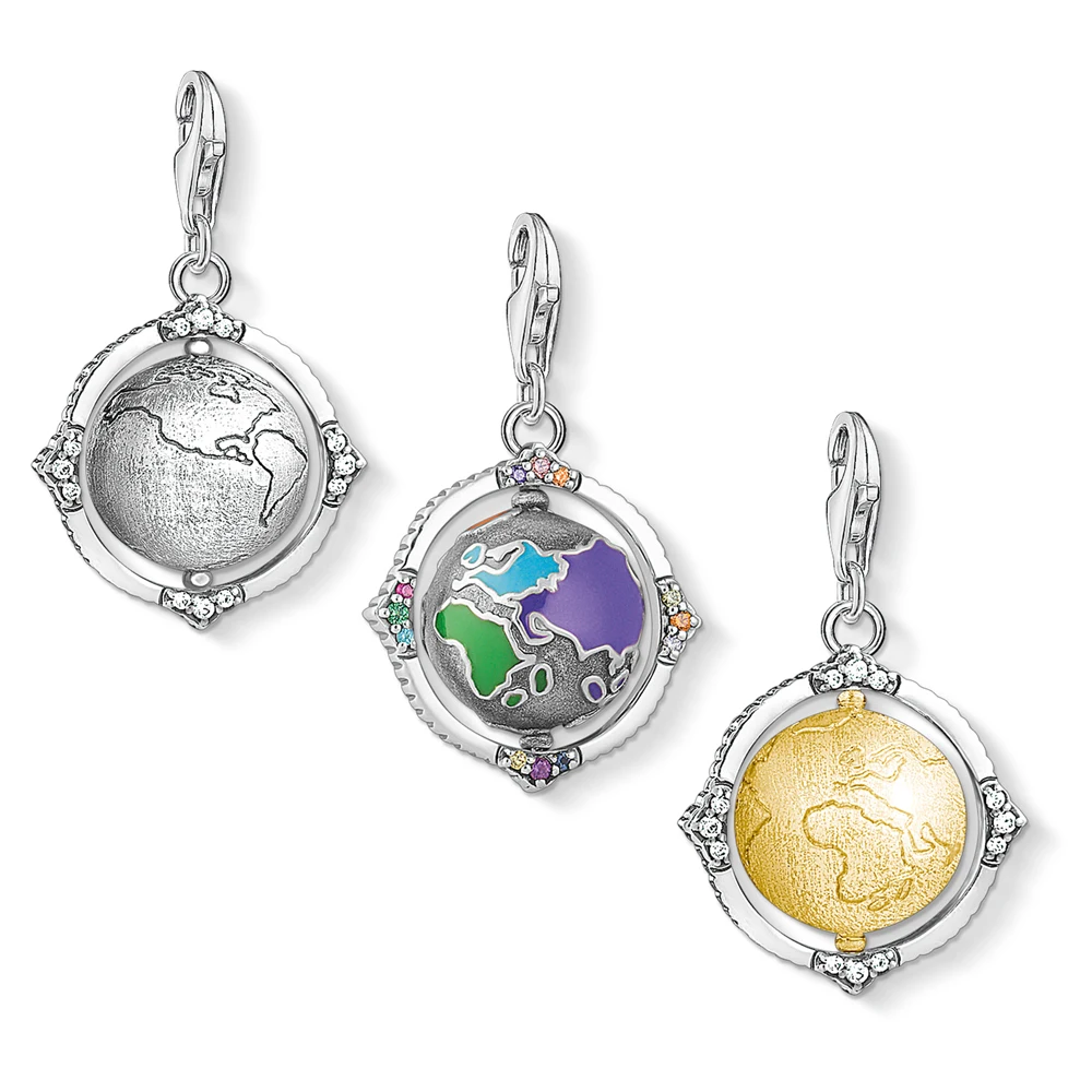 

Винтажный вращающийся глобус земли Красочный Шарм 2021 новый изящный женский мужской ювелирные изделия из стерлингового серебра 925 пробы кул...