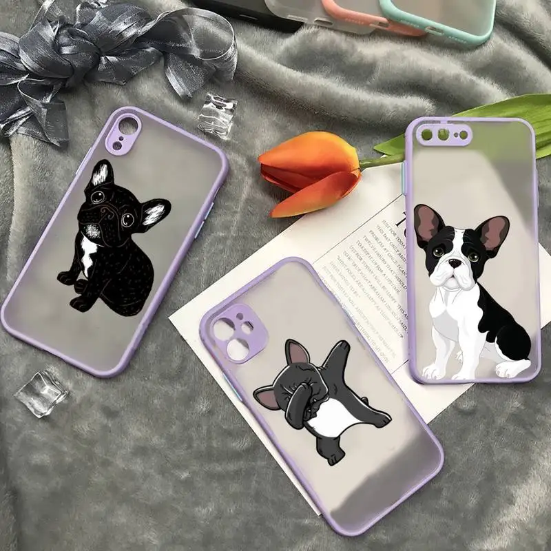 

Brindle Frenchie Puppy Cute Phone Case matte transparent For iphone 7 8 11 12 plus mini x xs xr pro max cover