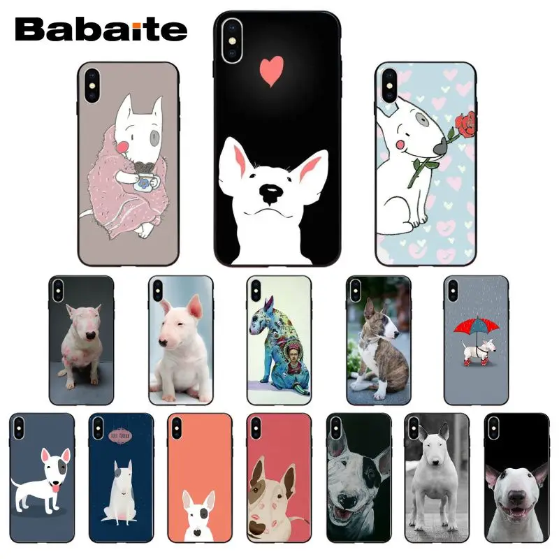 Бультерьер бультерьер собака роскошный мягкий ТПУ Coque для iPhone 8 7 6 6S Plus 5 5S SE 11 11pro max