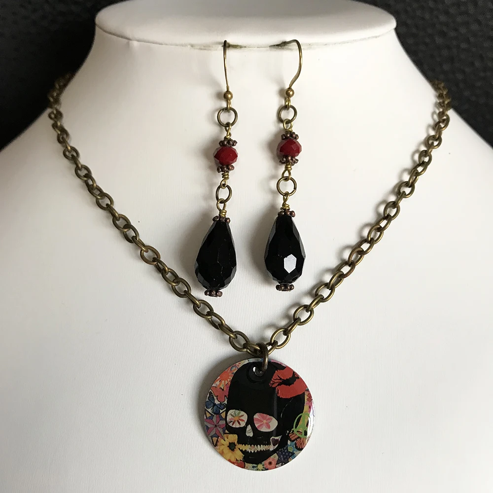 VJ Модные ручной работы винтажные аксессуары из трех частей ожерелье серьги