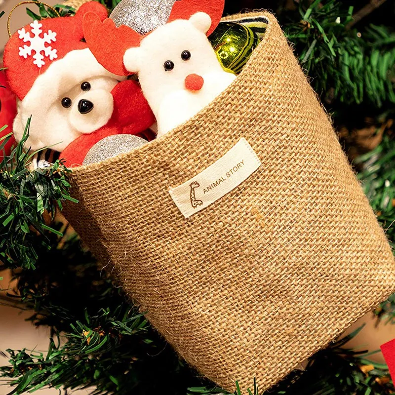 

9 Pieces Mini Wall-Hanging Storage Bags Cotton Linen Foldable Storage Basket Box Decorative Hanging Bag