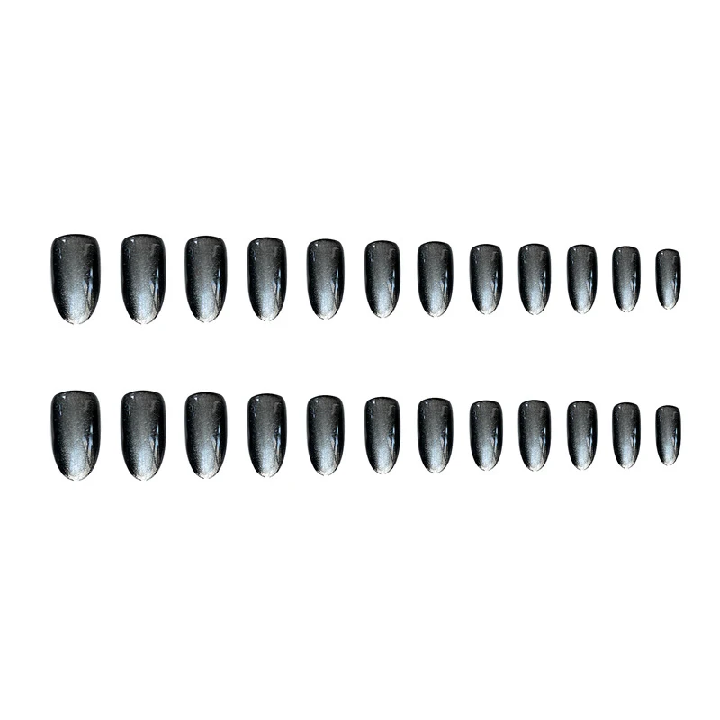 

24pcs Artificial Nails With Glue Black Spar Wear Long Paragraph Fashion False Nails Save Time Wearable Nail Patch DL