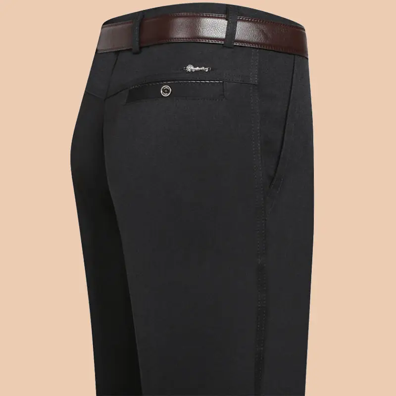 Брюки мужские повседневные с высокой талией плотные прямые штаны свободного