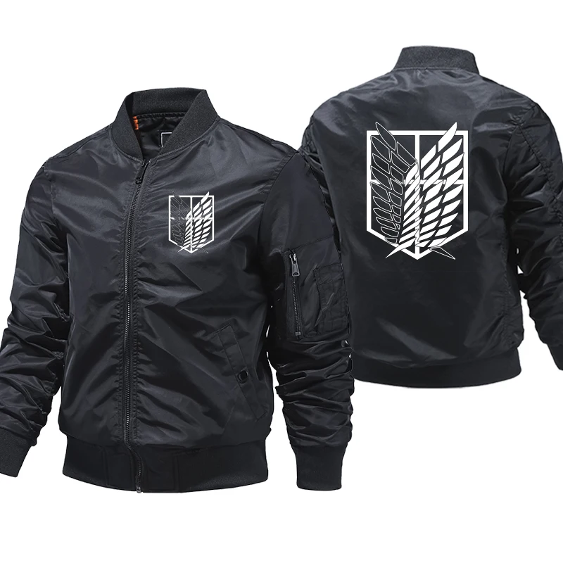 

Coat Anime Attack on Titan Bomber Jacket Men Casual Windbreaker Zipper Jacket Men Air Thick Pilot Jacket Fashion Motorcycle Coat