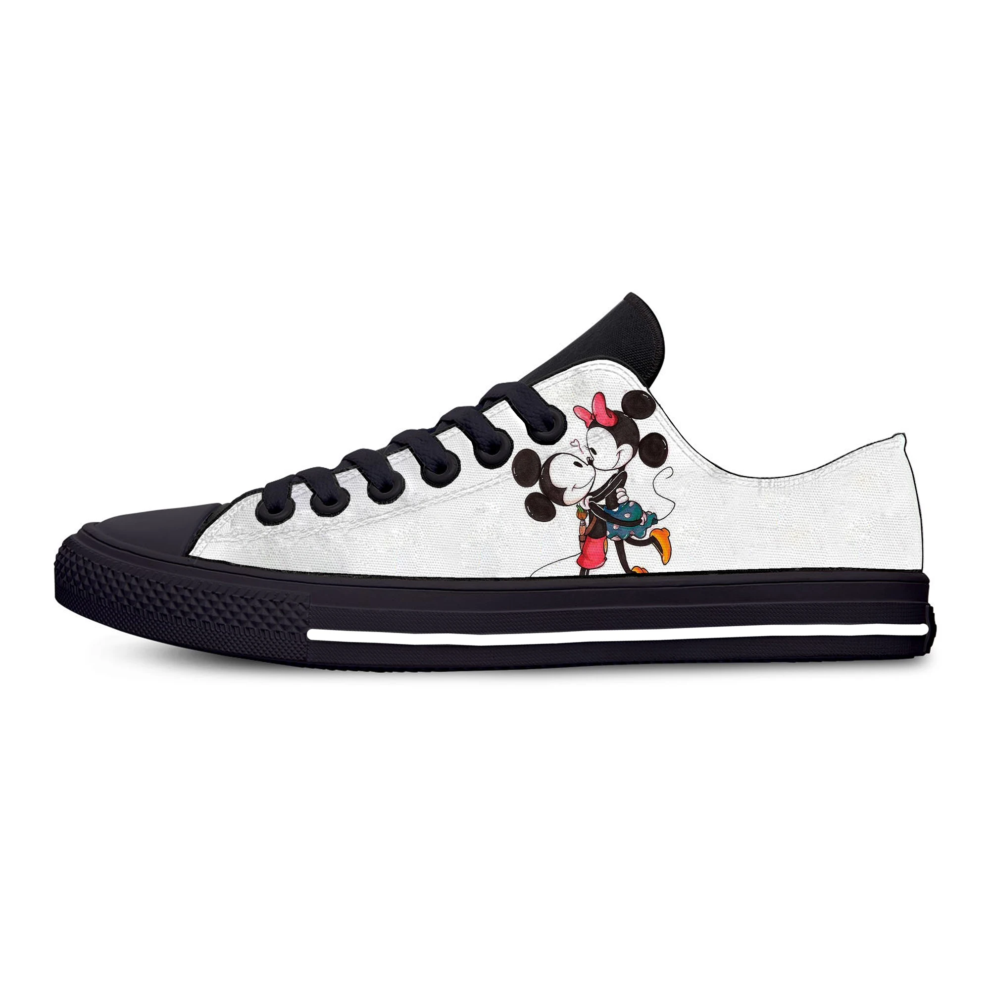 Mickey And Minnie3 Новинка года; легкая обувь с изображением Микки и Минни Маус; Мужская дышащая модная парусиновая обувь с низким берцем; повседневные кроссовки - Цвет: Mickey And Minnie3