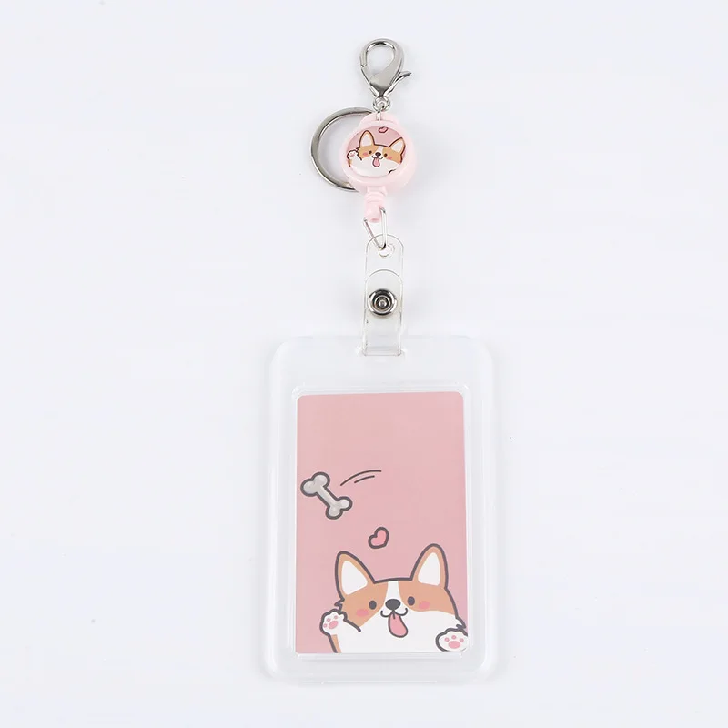 

Transparent PVC Bank Credit Card Holder Cover Cartoon Cute Id Card Holder Retractable Badge Reel Card Protector Cover Wallet