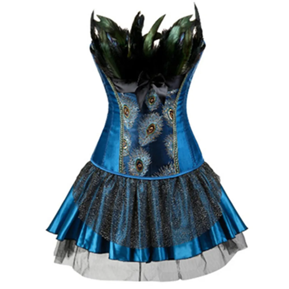 Танцевальная юбка-пачка с вышивкой павлина корсет принцесса для косплея перьями