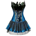 Танцевальная юбка-пачка с вышивкой павлина, корсет принцесса, для косплея, с перьями, бюстье, корректирующий костюм, размера плюс, S-6XL