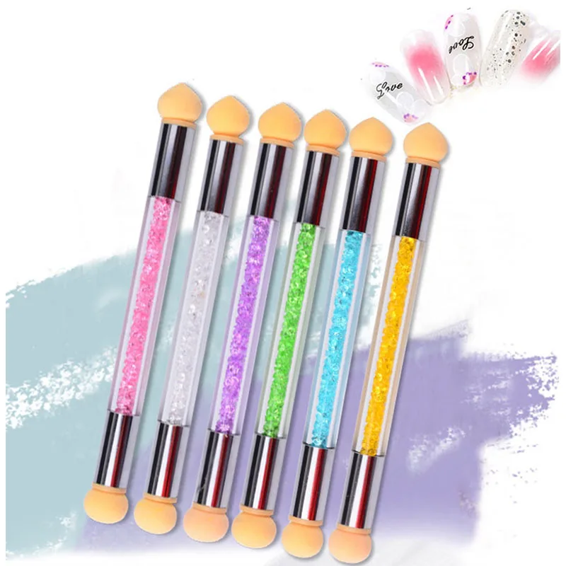 Двухсторонний дизайн ногтей градиентное затенение Раскрашивание Ручка Губка