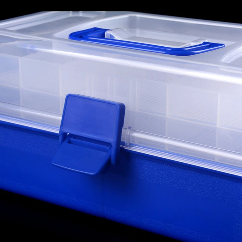Blue + Transparent Portable Multifunctional Layers Big Fishing Tackle Box with Durable Plastic | Спорт и развлечения