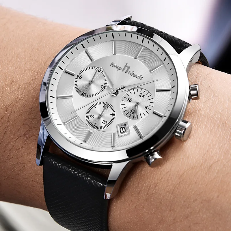 Часы наручные мужские кварцевые с хронографом модные водонепроницаемые в стиле