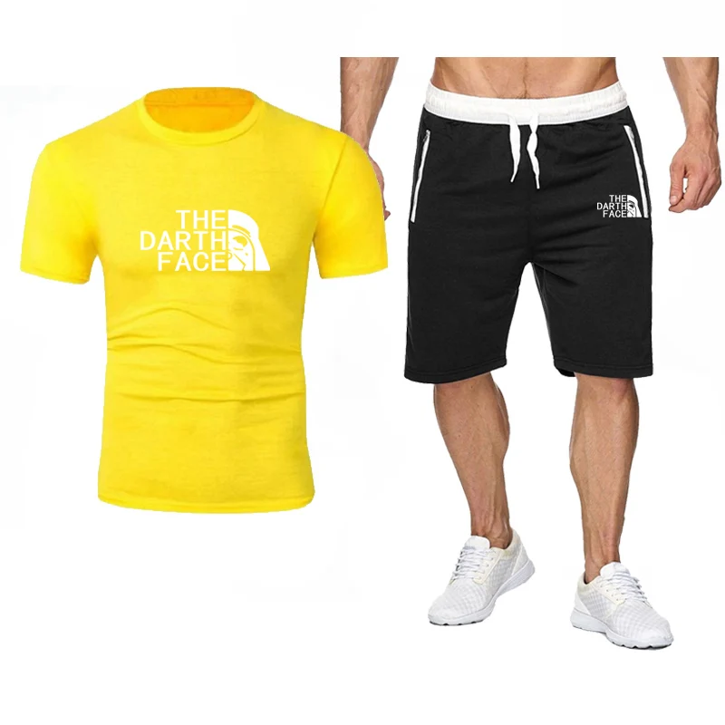 

New North Face Men's Brand Two-piece Men's Fashion Casual Fitness Sports Short Sleeve Suit T-shirt + Pants