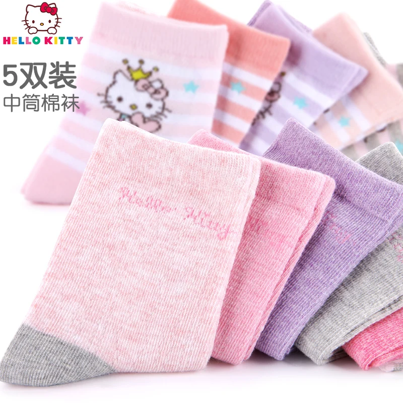 

Hello Kitty kids socks Cotton socks Spring girls girls breathable Princess kids baby socks student middle tube