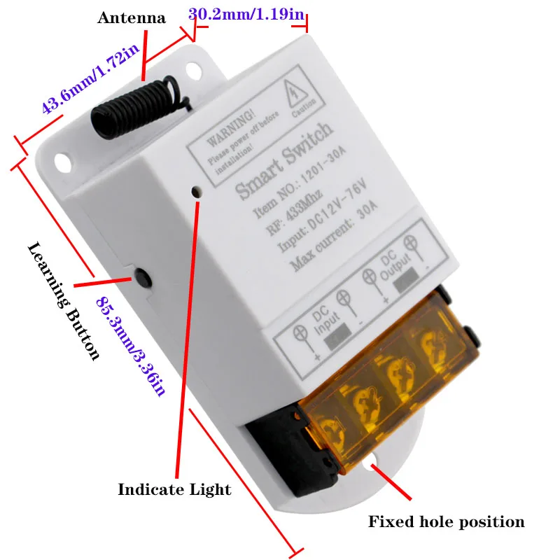 

Пульт дистанционного управления, 433 МГц, 12 В, 24 В, 72 в, 30 А