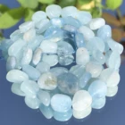 7-10 мм естественный неправильной формы голубыми аквамаринами камень Свободные Spacer Бусины из нержавеющей стали для самостоятельного изготовления ювелирных изделий браслет ожерелье 15 