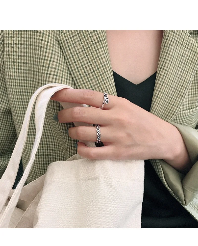 

Real 925% Sterling Oblique Vintage Opening Ring For Charming Women Party Fashion Fine Jewelry Classic Accessories