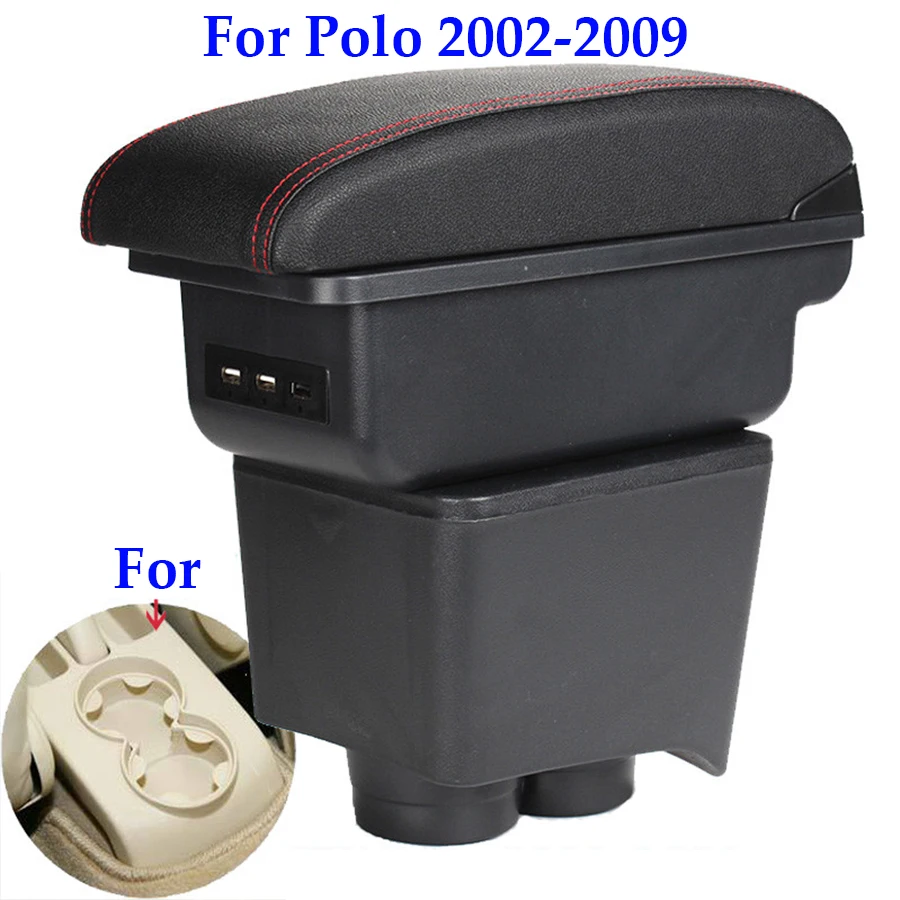 

For Volkswagen Polo armrest box for VW Polo 9N 3 car 2002-2009 retrofit parts storage interior accessories special center USB