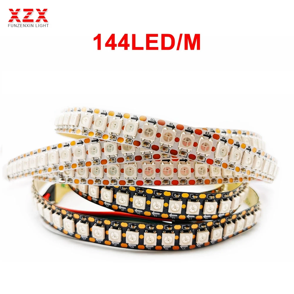 

5m 74/96/144Ied WS2812B WS2812 SMD5050 Smart RGB LED Strip IndividuaIIy AddressabIe Light BIack/White PCB Waterproof DC5V