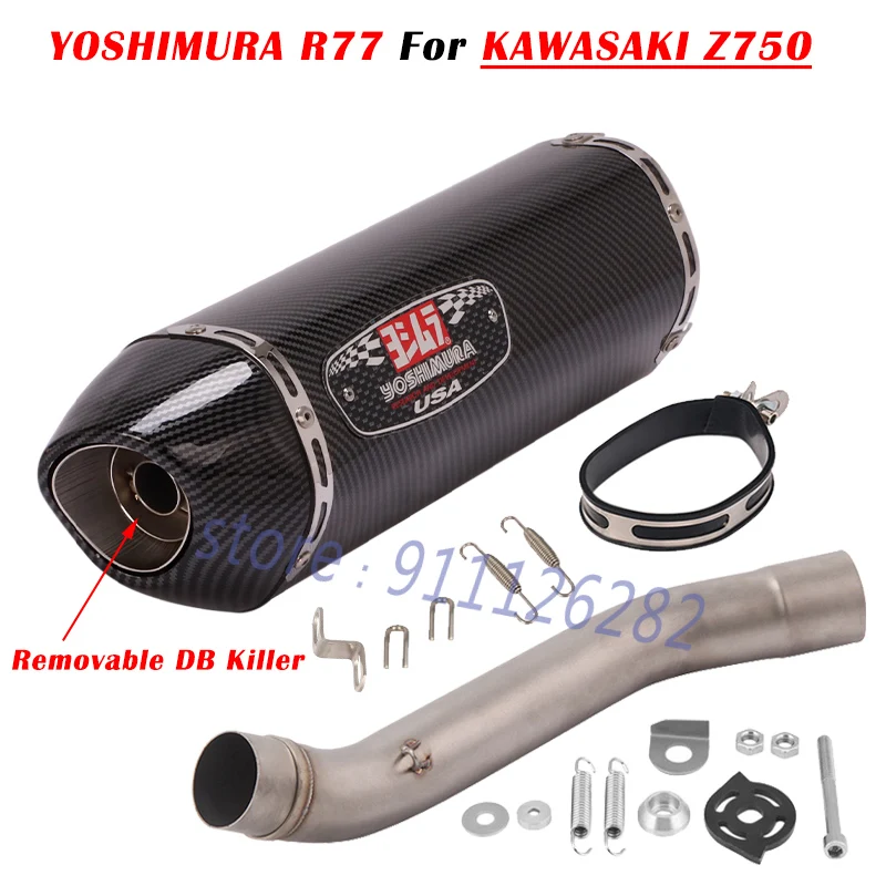 

Для Kawasaki Z750 Z 750 2007-2014 мотоциклетные выхлопные системы, модификация Yoshimura R77, глушитель со средней трубой DB Killer