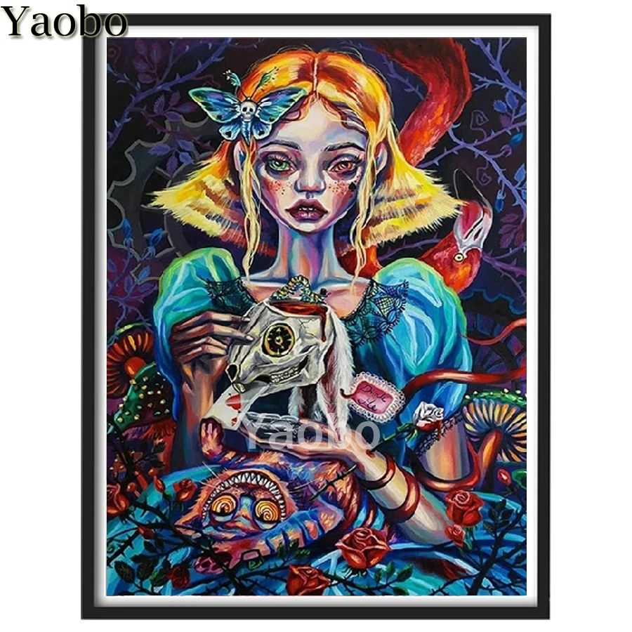 

Diy Full Square/Round Drill Diamond Painting Horror Girl 5d Diamond Mazayka Embroidery Mosaic Cartoon Home Decor