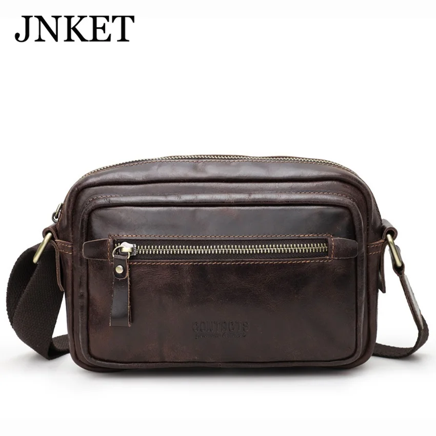 

JNKET New Retro Men's Cow Leather Shoulder Bag casual Crossbody Bags Sling Bag