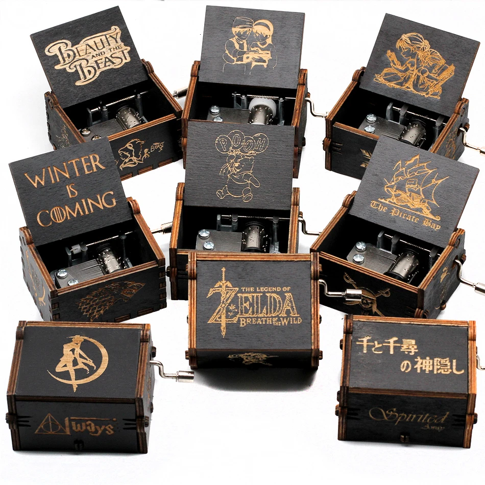 Новая Черная музыкальная шкатулка унесенная призраками деревянная рука