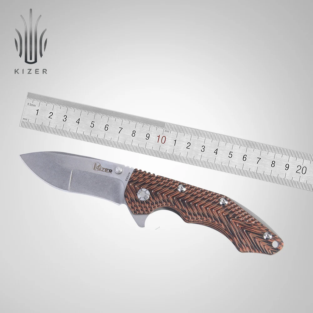 Тактический нож Kizer титановый ручка с 3D текстурой полезные ручные инструменты