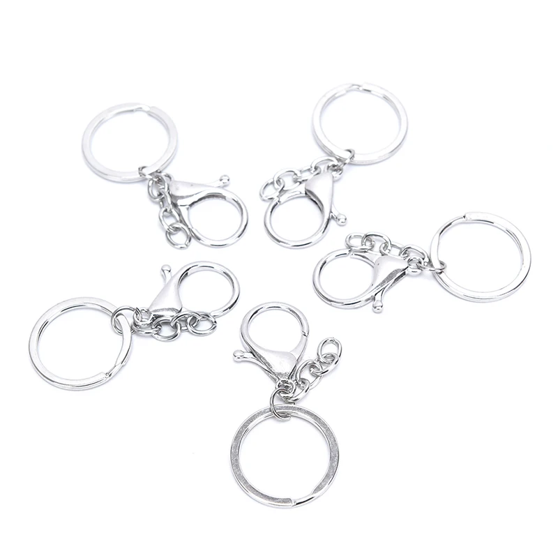 

10 шт./лот, серебряное кольцо для ключей, 30 мм, брелок с застежкой-лобстером, цепочка для ключей, брелок ювелирный, товары для поиска