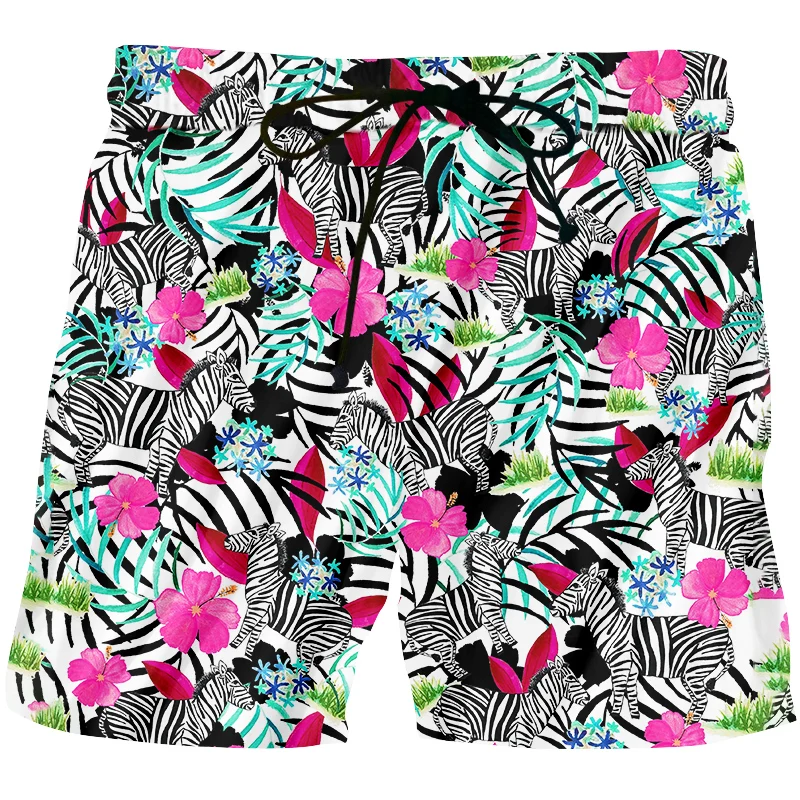 

CJLM Zebra Colorful Short Beach Style Hip-hop Street Casual Pants Pattern Flowers Tropical Clothing Oversizes Fashion Shipping