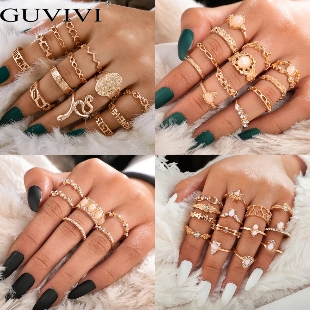 Богемные опаловые набор колец с кристаллами в форме капли звезды геометрические