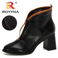 royyna 2020 new designers plush ankle boots women fashion shoes round toe flats boots ladies zipper casual high top shoes trendy