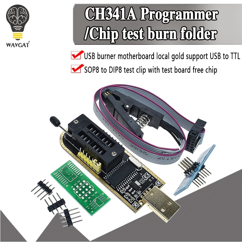 Официальный CH341A 24 25 серия EEPROM флэш-память биос USB программист модуль CH341 для SOIC8 SOP8 тестовый зажим для EEPROM 93CXX 25CXX 24CXX