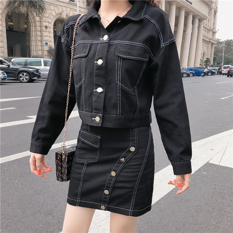 Новая мода элегантный дизайн однобортная короткая джинсовая куртка пальто с