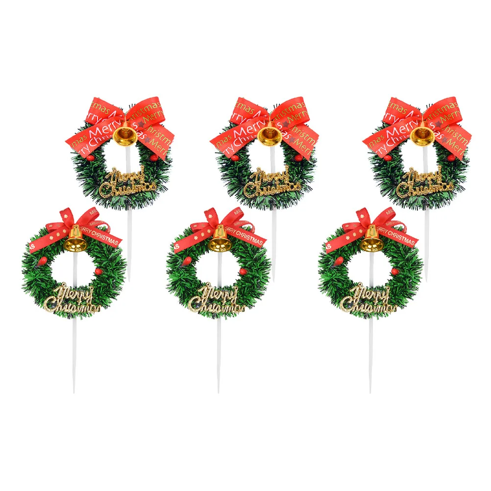 

6Pcs Party Cake Topper Baking Cake Decoration Christmas Ornament (Green)