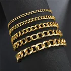 Браслеты KOtik 22 см для женщин и мужчин, звеньевые цепи золотого цвета, мужские браслеты, модные ювелирные изделия, подарки